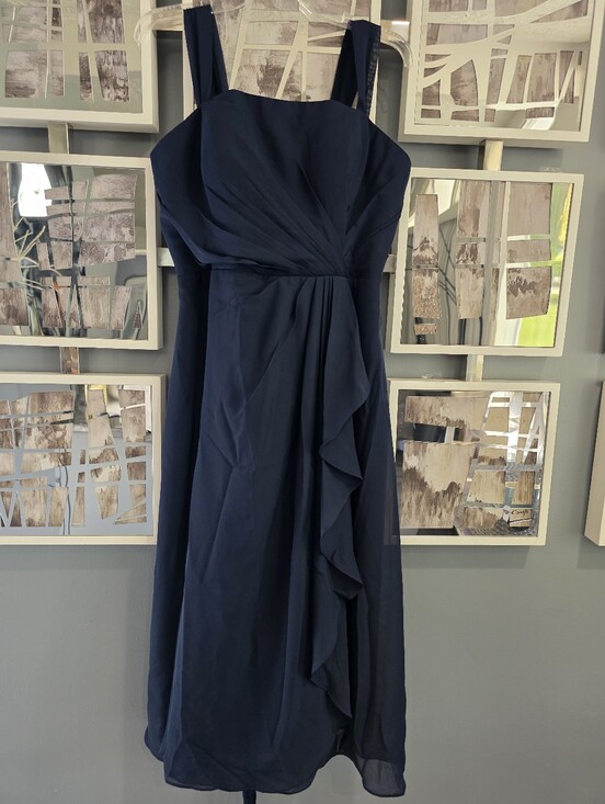 Dresses & Skirts - Navy Chiffon Ruffle Midi Dress